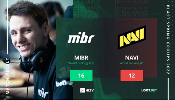 CSGO：MIBR火力全开，以1-0爆冷战胜NAVI