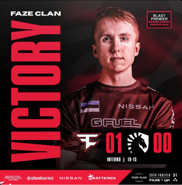 CSGO：FaZe三叉戟关键局发挥， 以1-0战胜 Liquid